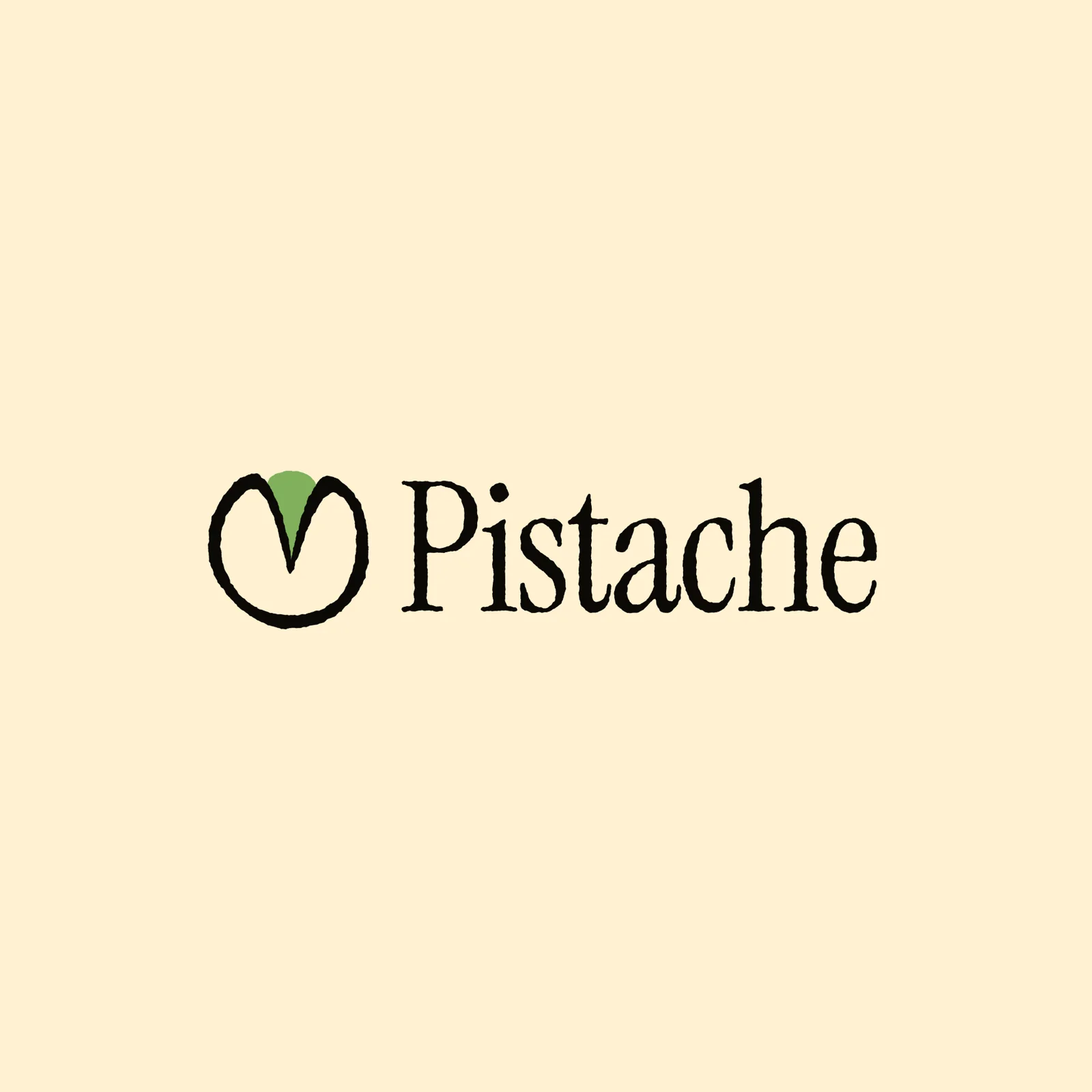 Logotype Pistache noir et vert sur fond crème